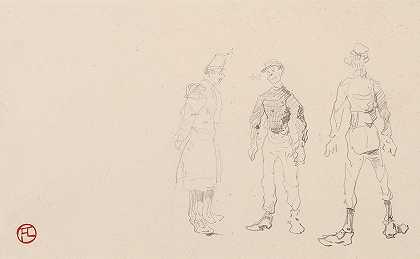 士兵`Soldats (circa 1879~1881) by Henri de Toulouse-Lautrec