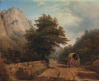 德比郡马特洛克高中托尔`High Tor, Matlock, Derbyshire (1840) by Thomas Baker
