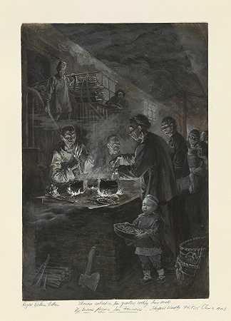 中国人被限制在中国区内做饭`Chinamen confined within the Chinese quarter, cooking their meals (1900) by William Allen Rogers