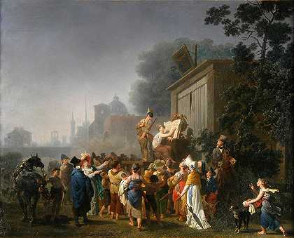 流动演员`Comédiens ambulants (ca 1790) by Nicolas Taunay