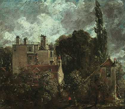 格罗夫，或海军上将汉普斯特德的家`The Grove, or the Admirals House in Hampstead (between 1821 and 1822) by John Constable
