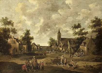 乡村街`Village Street (1664) by Cornelis Droochsloot