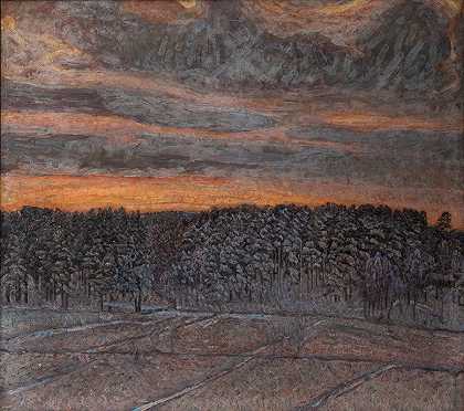 雪景`Snowy Landscape (1904) by Herman Norrman