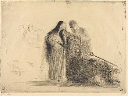 瘫痪者卢尔德（第二盘）`Lourdes, the Paralytic (second plate) (1912~1913) by Jean-Louis Forain