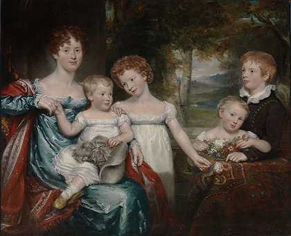 霍金斯夫人及其家人（抄袭威廉·比奇爵士）`Mrs. Hawkins and Family (Copy after Sir William Beechey) (ca. 1818~1820)