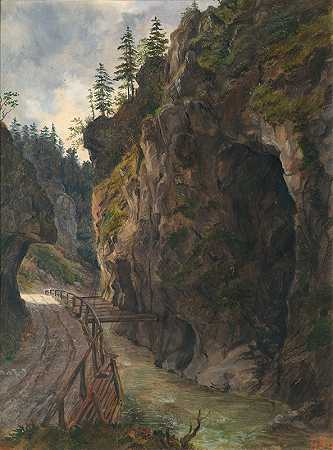 岩石峡谷`Felsenschlucht by Ludwig Halauska