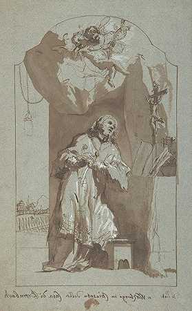 圣约翰·内波穆克祈祷`Saint John Nepomuk Praying (1720–59) by Georg Anton Urlaub