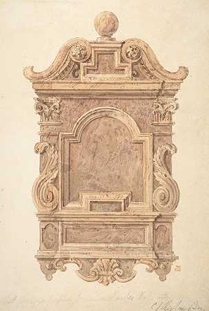 威斯敏斯特耶路撒冷厅壁炉中的橡木雕刻`Oak Carving from Fireplace in the Jerusalem Chamber, Westminster (1820–71) by Charles James Richardson