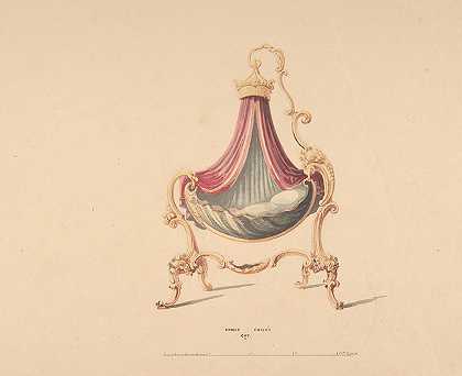 专为花式儿童设计婴儿床`Design for Fancy Childs Cot (1830–1900) by Robert William Hume