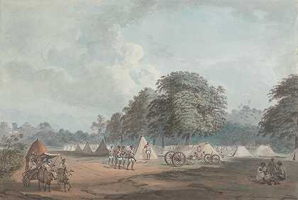 胡尔游骑兵在科尔贡扎营`The Hur Rangers Encamped at Colgong by Samuel Davis