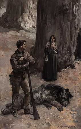 猎熊者`The Bear Hunter (1896) by Alice Barber Stephens