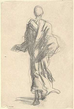 一个被遮盖的人物的后景观`Rear View of a Draped Figure by John Singer Sargent