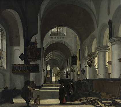 教堂屋内`Interior of a Church (1668) by Emanuel de Witte