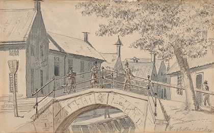 温斯科滕运河上的一座桥`A Bridge over a Canal in Winschoten (1834) by Martinus Rørbye