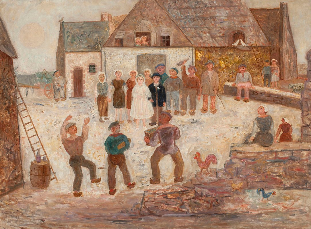 乡村婚礼`Wedding in a village (1924) by Tadeusz Makowski