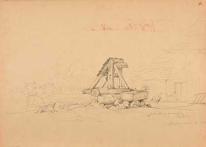 农场院子里的水井`Puits dans une cour de ferme (1864) by Jacques-Raymond Brascassat