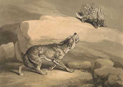 狐狸和刺猬（豪猪）`Fox and the Hedgehog (Porcupine) by Samuel Howitt