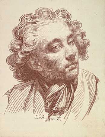 一个年轻人的头像`Head of a Young Man Looking Right (1774) by Jakob Matthias Schmutzer