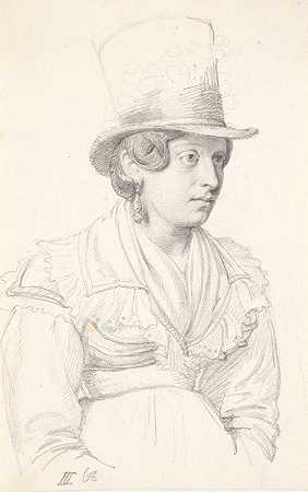 戴着高帽子的意大利女士`Italienerinde med høj hat (1838 – 1840) by Wilhelm Marstrand