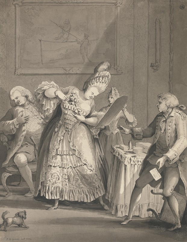 巴黎的英国女士`The English Lady at Paris (1771) by Samuel Hieronymus Grimm