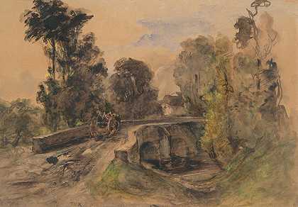 石桥`The Stone Bridge (ca. 1830) by Théodore Rousseau