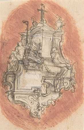 陵墓纪念碑的设计`Design for a sepulchral monument (late 17th–early 18th century) by Pieter Verbruggen the Younger