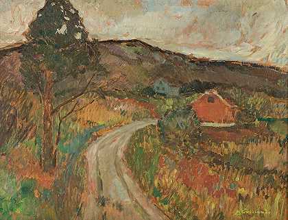 风景画`Landskap (1911) by Arnulf Øverland