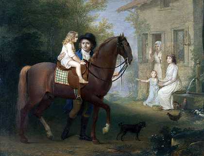 画家和他的家人在乡间别墅前`Le Peintre et sa famille, devant une maison de campagne (1797 ~ 1798) by Jean-Antoine Laurent