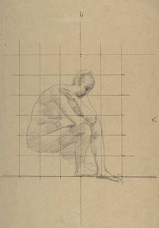 坐像学习古代的景象`Seated Figure; Study for A Vision of Antiquity (1883–85) by Pierre Puvis de Chavannes