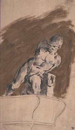 佩特罗·塔卡之后被锁的裸体囚犯`Chained Nude Prisoner, after Pietro Tacca (1729–1804) by Pietro Antonio Novelli
