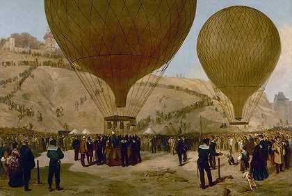 阿尔芒·巴贝斯，1870年10月7日，蒙马特`Départ de Léon Gambetta pour Tours sur le ballon lArmand~Barbès, le 7 octobre 1870, à Montmartre (1871) by Jules Didier