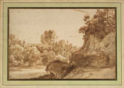 树木繁茂的景色`A Wooded Landscape (1629–1643) by Herman van Swanevelt
