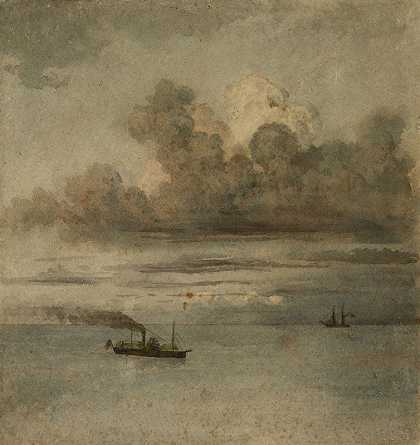 风景与船`Paisaje con barcos (1862) by Prilidiano Pueyrredòn