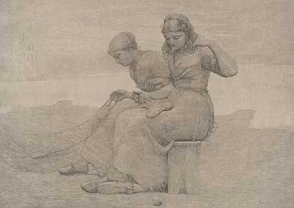 修补泪水`Mending the Tears (1888) by Winslow Homer