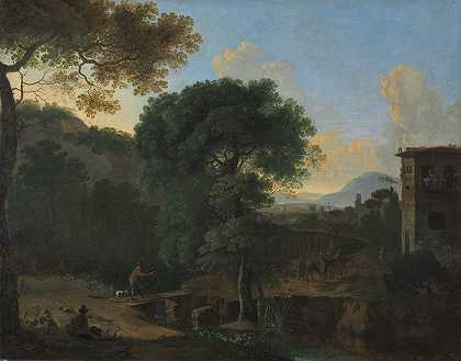 旅行者的风景`Landscape with Travelers (1630s) by Herman van Swanevelt