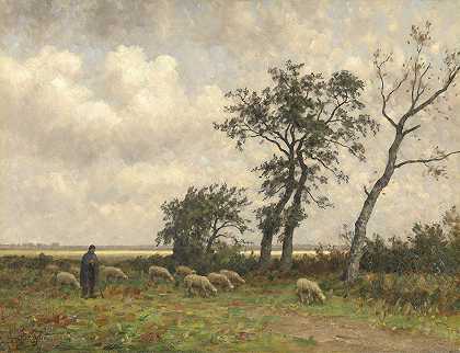 德伦特的风景`Landscape in Drenthe (1875 ~ 1910) by Alphonse Stengelin