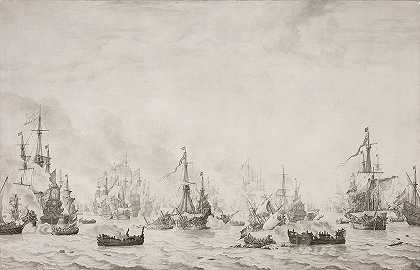 唐斯之战`The Battle of the Downs (1659) by Willem van de Velde the Elder