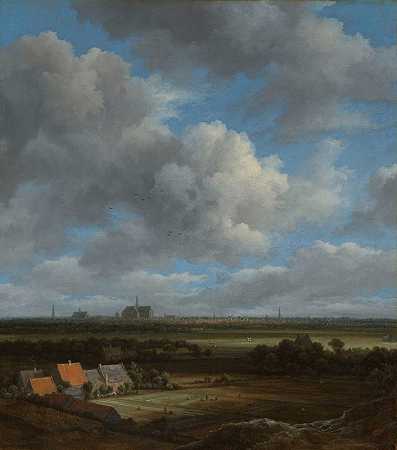 从西北方向看哈勒姆，前景是漂白场`View of Haarlem from the Northwest, with the Bleaching Fields in the Foreground (c. 1650 ~ c. 1682) by Jacob van Ruisdael