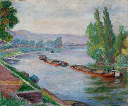 莱安第斯塞纳河`Seine in Les Andelys (1920) by Józef Pankiewicz