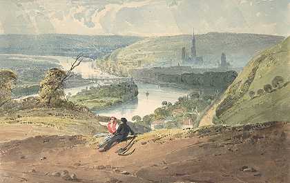 从圣凯瑟琳山看鲁昂`View of Rouen from St. Catherine’s Hill (1821–22) by Richard Parkes Bonington