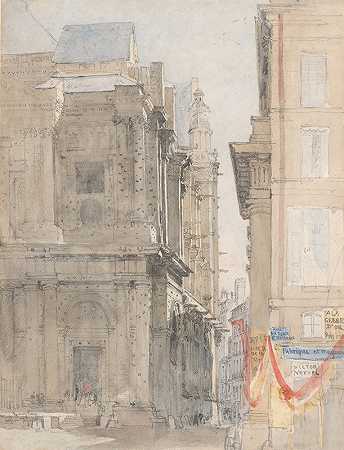 巴黎圣尤斯塔什`St. Eustache, Paris (1829) by David Cox