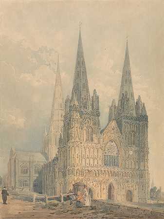 斯塔福德郡利希菲尔德大教堂`Lichfield Cathedral, Staffordshire (1794) by Thomas Girtin