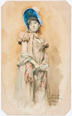 穿泰铢的女人`Kvinna i bahytt (1885) by Jenny Nyström