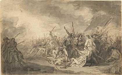 关于沃伦将军在邦克山战役中死亡的研究`Study for The Death of General Warren at the Battle of Bunker’s Hill (1785) by John Trumbull