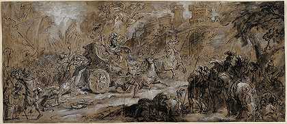 阿喀琉斯拖着赫克托的尸体`Achilles Dragging the Body of Hector (1700 ~ 1799) by Joseph Parrocel