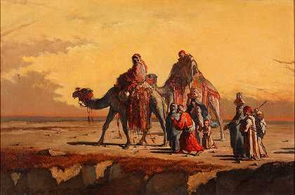沙漠风光`Desert Scene (1863) by Francisco Lameyer
