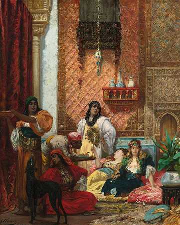 苏丹最爱`The Sultans Favorites (1875) by Georges Jules Victor Clairin
