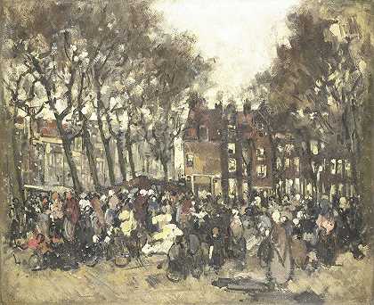 阿姆斯特丹的诺德马克`De Noordermarkt te Amsterdam (c. 1880 ~ c. 1906) by Joannes Barnardus Antonius Maria Westerwoudt