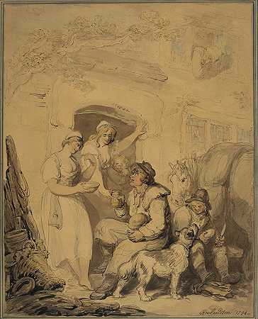 在客栈停留`A Stop at the Inn (1794) by Thomas Rowlandson