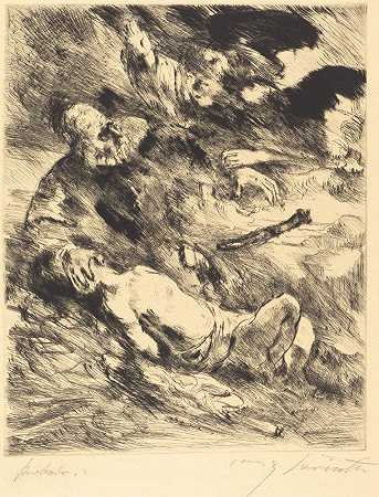 以撒的祭品`The Sacrifice of Isaac (Die Opferung Isaacs) (1920) by Lovis Corinth